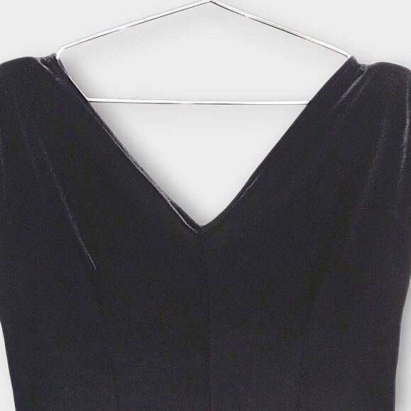 Maggy L Womens Dress‎ Sz 8 Black Velvet Stretch Jersey Midi Holiday Bodycon Vtg - Picture 6 of 11